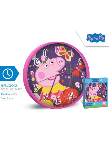 Zegar ścienny 25 cm Świnka Peppa Zegar ścienny 25 cm Świnka Peppa