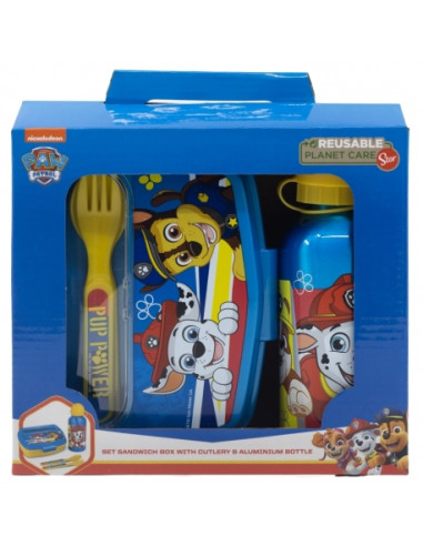 Zestaw śniadaniówka ze sztućcami + bidon Psi Patrol Zestaw śniadaniówka ze sztućcami + bidon Psi Patrol