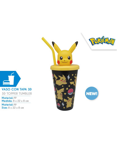 Kubek ze słomką 500ml 3D Pokemon