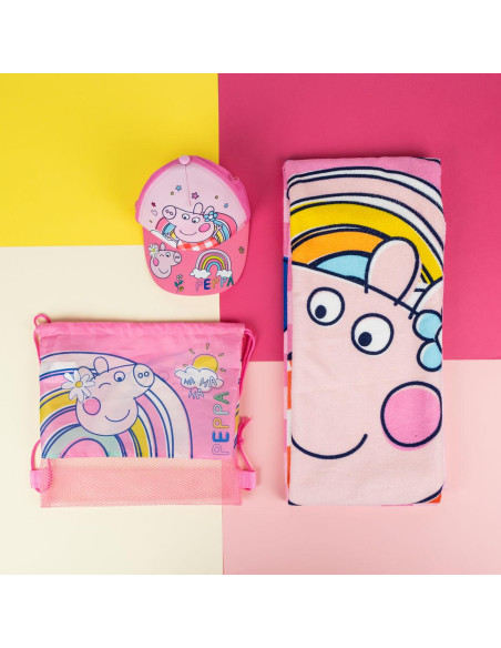 Zestaw czapka z daszkiem, ręcznik i worek Świnka Peppa