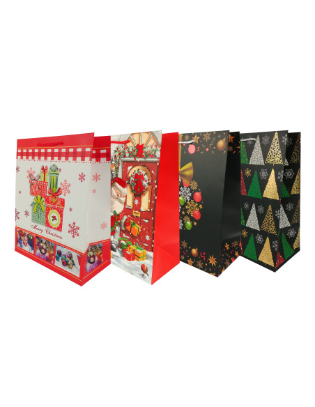 Torebka świąteczna prezentowa pionowa średnia mix wzorów – 26x32,4x12,7 cm