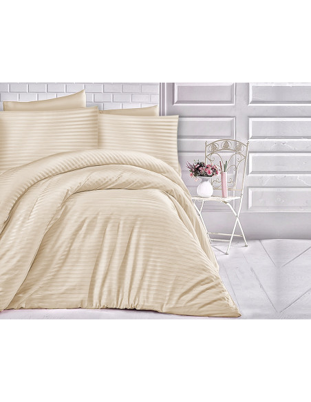 Poszewka satyna bawełniana Exclusive 50x60 cm Cizgili Capuccino